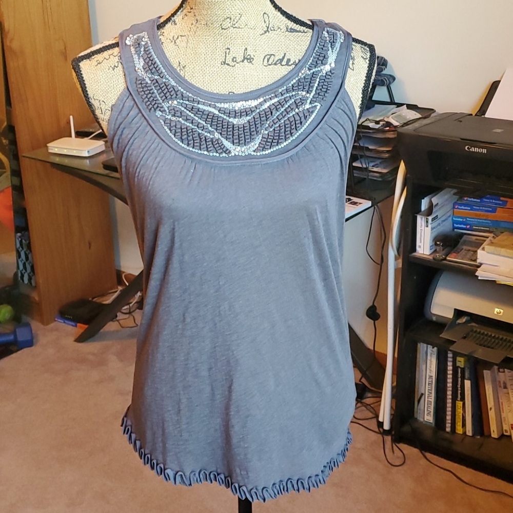 Deletta charcoal gray tank top size Small
